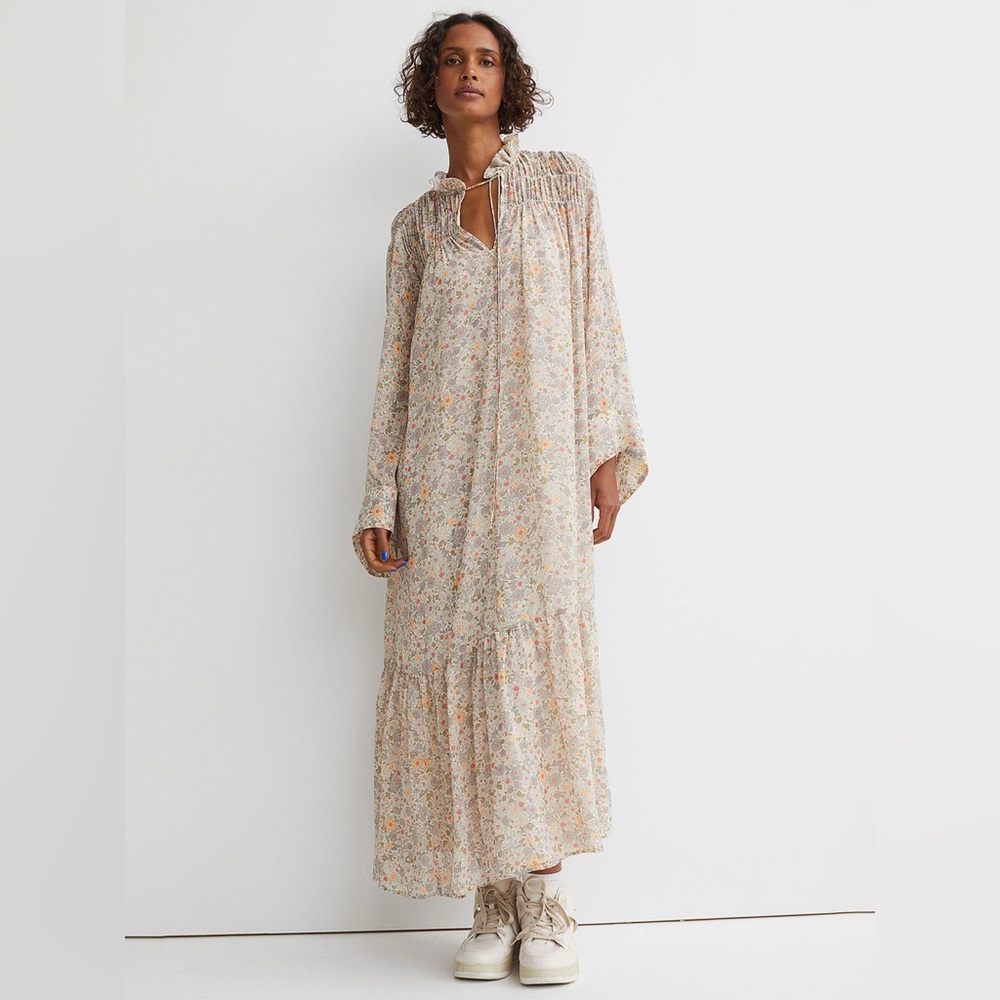 H&M Chiffon Floral Maxi Dress- Neutral